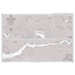 Product image of Admiralty Chart 609 | River Gambia Albreda to Kuntaur, featuring navigational markings, depth soundings, and coastal features, essential for safe marine navigation. It could be displayed as an art piece or used for navigation on a boat or ship.
