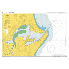 Product image of Admiralty Chart 643 | Durban Harbour, featuring navigational markings, depth soundings, and coastal features, essential for safe marine navigation. It could be displayed as an art piece or used for navigation on a boat or ship.