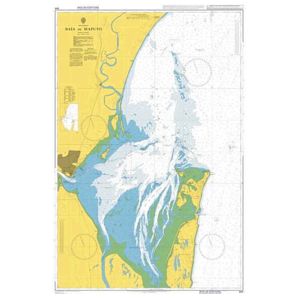 Product image of Admiralty Chart 644 | Baia de Maputo, featuring navigational markings, depth soundings, and coastal features, essential for safe marine navigation. It could be displayed as an art piece or used for navigation on a boat or ship.