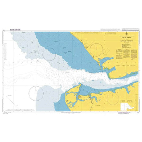 Product image of Admiralty Chart 658 | Entrance to River Congo, featuring navigational markings, depth soundings, and coastal features, essential for safe marine navigation. It could be displayed as an art piece or used for navigation on a boat or ship.