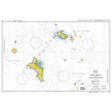 Product image of Admiralty Chart 742 | Mahe, Praslin and Adjacent Islands, featuring navigational markings, depth soundings, and coastal features, essential for safe marine navigation. It could be displayed as an art piece or used for navigation on a boat or ship.