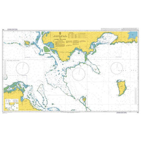 Product image of Admiralty Chart 750 | Charybdis Reef to Koro Island, featuring navigational markings, depth soundings, and coastal features, essential for safe marine navigation. It could be displayed as an art piece or used for navigation on a boat or ship.