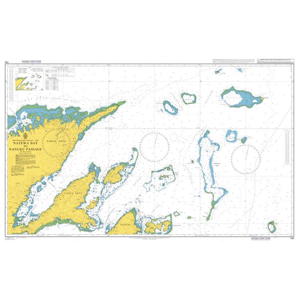 Product image of Admiralty Chart 752 | Natewa Bay to Nanuku Passage, featuring navigational markings, depth soundings, and coastal features, essential for safe marine navigation. It could be displayed as an art piece or used for navigation on a boat or ship.