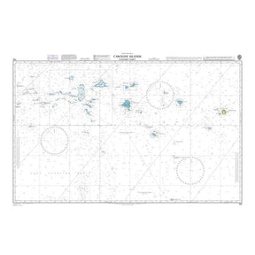 Product image of Admiralty Chart 762 | Caroline Islands (Eastern Part), featuring navigational markings, depth soundings, and coastal features, essential for safe marine navigation. It could be displayed as an art piece or used for navigation on a boat or ship.