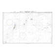 Product image of Admiralty Chart 763 | Caroline Islands (Western Part), featuring navigational markings, depth soundings, and coastal features, essential for safe marine navigation. It could be displayed as an art piece or used for navigation on a boat or ship.