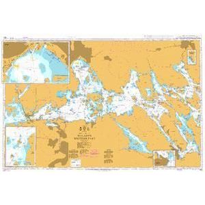 Product image of Admiralty Chart 802 | Malaren Western Part, featuring navigational markings, depth soundings, and coastal features, essential for safe marine navigation. It could be displayed as an art piece or used for navigation on a boat or ship.