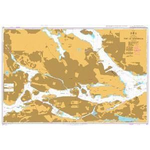 Product image of Admiralty Chart 811 | Port of Stockholm, featuring navigational markings, depth soundings, and coastal features, essential for safe marine navigation. It could be displayed as an art piece or used for navigation on a boat or ship.