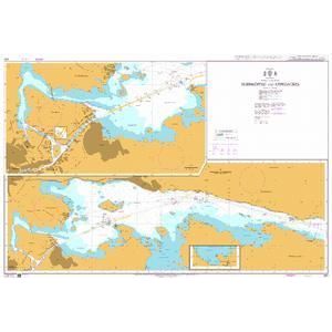 Product image of Admiralty Chart 847 | Norrkoping and Approaches, featuring navigational markings, depth soundings, and coastal features, essential for safe marine navigation. It could be displayed as an art piece or used for navigation on a boat or ship.