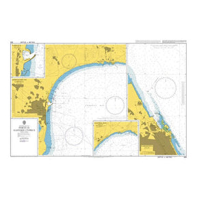 Product image of Admiralty Chart 848 | Ports in Eastern Cyprus, featuring navigational markings, depth soundings, and coastal features, essential for safe marine navigation. It could be displayed as an art piece or used for navigation on a boat or ship.