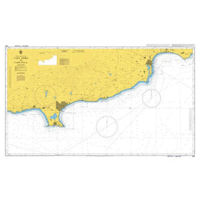 Product image of Admiralty Chart 850 | Cape Aspro to Cape Pyla, featuring navigational markings, depth soundings, and coastal features, essential for safe marine navigation. It could be displayed as an art piece or used for navigation on a boat or ship.
