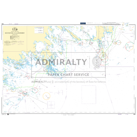 Product image of Admiralty Chart 864 | Havringe to Landsort, featuring navigational markings, depth soundings, and coastal features, essential for safe marine navigation. It could be displayed as an art piece or used for navigation on a boat or ship.