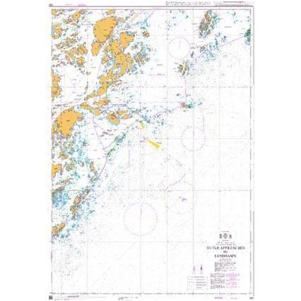 Product image of Admiralty Chart 881 | Outer Approaches to Sandhamn, featuring navigational markings, depth soundings, and coastal features, essential for safe marine navigation. It could be displayed as an art piece or used for navigation on a boat or ship.