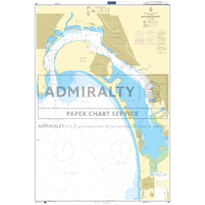 Product image of Admiralty Chart 897 | San Diego Bay, featuring navigational markings, depth soundings, and coastal features, essential for safe marine navigation. It could be displayed as an art piece or used for navigation on a boat or ship.
