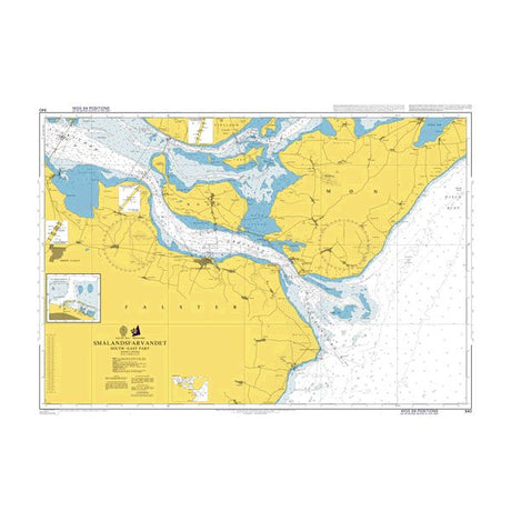 Product image of Admiralty Chart 940 | Smalandsfarvandet South-East Part, featuring navigational markings, depth soundings, and coastal features, essential for safe marine navigation. It could be displayed as an art piece or used for navigation on a boat or ship.