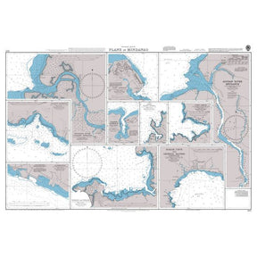 Product image of Admiralty Chart 957 | Plans in Mindanao, featuring navigational markings, depth soundings, and coastal features, essential for safe marine navigation. It could be displayed as an art piece or used for navigation on a boat or ship.