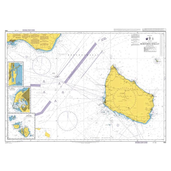 Product image of Admiralty Chart 958 | Bornholmsgat, featuring navigational markings, depth soundings, and coastal features, essential for safe marine navigation. It could be displayed as an art piece or used for navigation on a boat or ship.