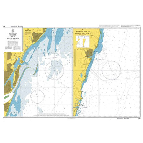 Product image of Admiralty Chart 969 | Recife and Approaches, featuring navigational markings, depth soundings, and coastal features, essential for safe marine navigation. It could be displayed as an art piece or used for navigation on a boat or ship.