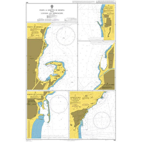 Product image of Admiralty Chart 994 | Catania and Approaches including Messina, featuring navigational markings, depth soundings, and coastal features, essential for safe marine navigation. It could be displayed as an art piece or used for navigation on a boat or ship.