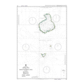 Product image of Admiralty Chart 1011 | Addu Atholhu to Huvadhu Atholhu Uthuruburi, featuring navigational markings, depth soundings, and coastal features, essential for safe marine navigation. It could be displayed as an art piece or used for navigation on a boat or ship.