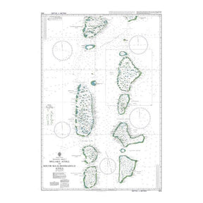 Product image of Admiralty Chart 1013 | Mulaku Atholhu to Maalhosmadulu Atholhu Dhekunuburi, featuring navigational markings, depth soundings, and coastal features, essential for safe marine navigation. It could be displayed as an art piece or used for navigation on a boat or ship.