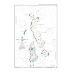 Product image of Admiralty Chart 1014 | Maalhosmadulu Atholhu Dhekunuburi to Ihavandhippolhu Atholhu, featuring navigational markings, depth soundings, and coastal features, essential for safe marine navigation. It could be displayed as an art piece or used for navigation on a boat or ship.