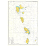 Product image of Admiralty Chart 1042 | Montserrat to Saint Lucia, featuring navigational markings, depth soundings, and coastal features, essential for safe marine navigation. It could be displayed as an art piece or used for navigation on a boat or ship.