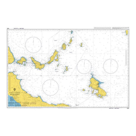 Product image of Admiralty Chart 1062 | Nisoi Voreioi Sporades, featuring navigational markings, depth soundings, and coastal features, essential for safe marine navigation. It could be displayed as an art piece or used for navigation on a boat or ship.