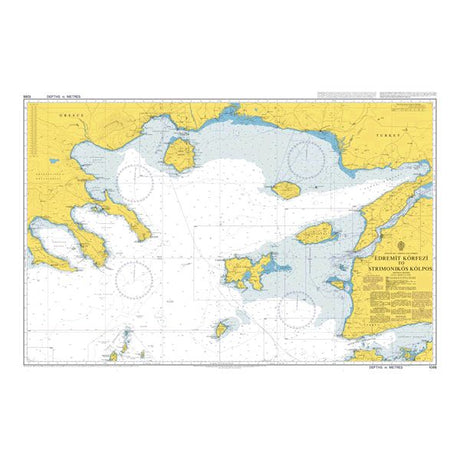 Product image of Admiralty Chart 1086 | Edremit Korfezi to Strymonikos Kolpos, featuring navigational markings, depth soundings, and coastal features, essential for safe marine navigation. It could be displayed as an art piece or used for navigation on a boat or ship.