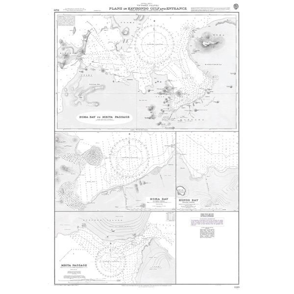 Product image of Admiralty Chart 1120 | Plans in Kavirondo Gulf and Entrance, featuring navigational markings, depth soundings, and coastal features, essential for safe marine navigation. It could be displayed as an art piece or used for navigation on a boat or ship.