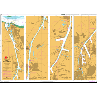 Product image of Admiralty Chart 114 | Canal Gent - Terneuzen, featuring navigational markings, depth soundings, and coastal features, essential for safe marine navigation. It could be displayed as an art piece or used for navigation on a boat or ship.