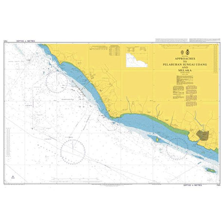 Product image of Admiralty Chart 1141 | Approaches to Pelabuhan Sungai Udang and Melaka, featuring navigational markings, depth soundings, and coastal features, essential for safe marine navigation. It could be displayed as an art piece or used for navigation on a boat or ship.