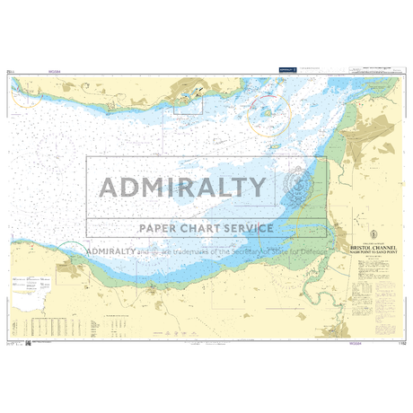 Product image of Admiralty Chart 1152 | Bristol Channel Nash Point to Sand Point, featuring navigational markings, depth soundings, and coastal features, essential for safe marine navigation. It could be displayed as an art piece or used for navigation on a boat or ship.