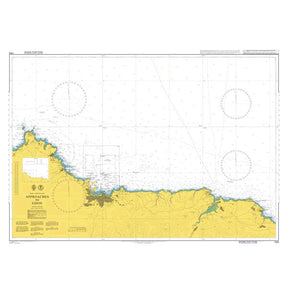 Product image of Admiralty Chart 1153 | Approaches to Gijon, featuring navigational markings, depth soundings, and coastal features, essential for safe marine navigation. It could be displayed as an art piece or used for navigation on a boat or ship.