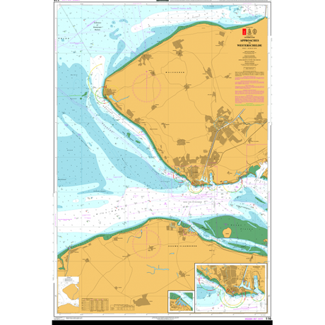 Product image of Admiralty Chart 116 | Approaches to Westerschelde, featuring navigational markings, depth soundings, and coastal features, essential for safe marine navigation. It could be displayed as an art piece or used for navigation on a boat or ship.