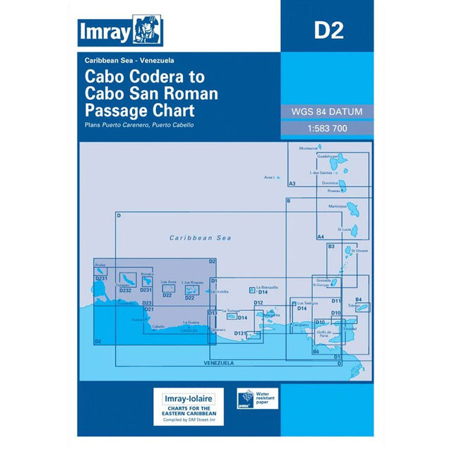 Imray Chart D2: Cabo Cadera to Cabo San Roman by Imray offers detailed mapping of the Caribbean Sea off Venezuela—ideal for GPS navigation.