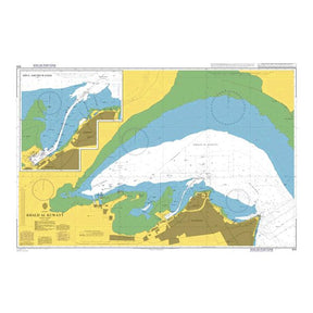 Product image of Admiralty Chart 1214 | Khalij al Kuwayt, featuring navigational markings, depth soundings, and coastal features, essential for safe marine navigation. It could be displayed as an art piece or used for navigation on a boat or ship.
