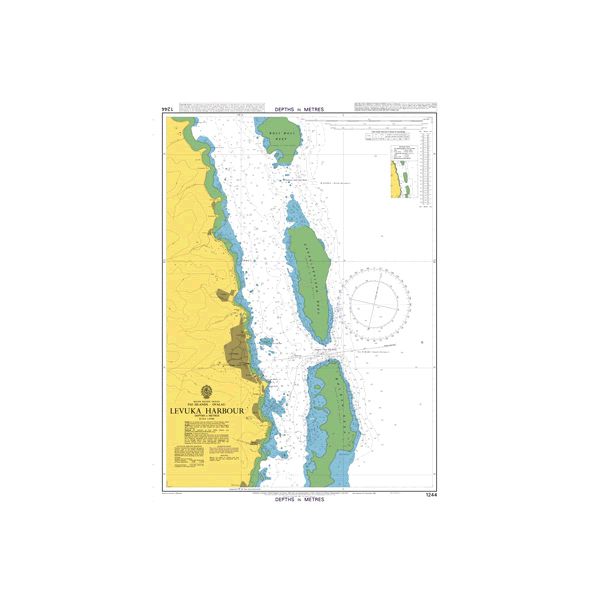 Product image of Admiralty Chart 1244 | Levuka Harbour, featuring navigational markings, depth soundings, and coastal features, essential for safe marine navigation. It could be displayed as an art piece or used for navigation on a boat or ship.