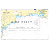 Product image of Admiralty Chart 1267 | Falmouth to Plymouth, featuring navigational markings, depth soundings, and coastal features, essential for safe marine navigation. It could be displayed as an art piece or used for navigation on a boat or ship.