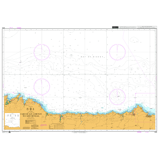 Product image of Admiralty Chart 1290 | Cabo de San Lorenzo to Cabo Ortegal, featuring navigational markings, depth soundings, and coastal features, essential for safe marine navigation. It could be displayed as an art piece or used for navigation on a boat or ship.