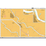 Product image of Admiralty Chart 1324 | Rio Parana Sheet 2, featuring navigational markings, depth soundings, and coastal features, essential for safe marine navigation. It could be displayed as an art piece or used for navigation on a boat or ship.
