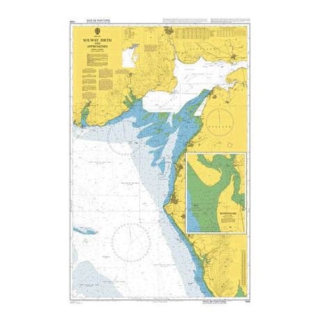 Product image of Admiralty Chart 1346 | Solway Firth and Approaches, featuring navigational markings, depth soundings, and coastal features, essential for safe marine navigation. It could be displayed as an art piece or used for navigation on a boat or ship.