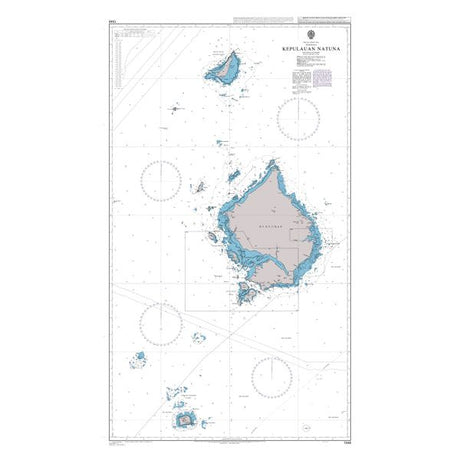 Product image of Admiralty Chart 1348 | Pulau-Pulau Natuna Besar, featuring navigational markings, depth soundings, and coastal features, essential for safe marine navigation. It could be displayed as an art piece or used for navigation on a boat or ship.