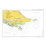 Product image of Admiralty Chart 1373 | South-Eastern Part of Tierra del Fuego, featuring navigational markings, depth soundings, and coastal features, essential for safe marine navigation. It could be displayed as an art piece or used for navigation on a boat or ship.