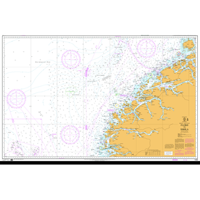 Product image of Admiralty Chart 1428 | Floro to Smola, featuring navigational markings, depth soundings, and coastal features, essential for safe marine navigation. It could be displayed as an art piece or used for navigation on a boat or ship.