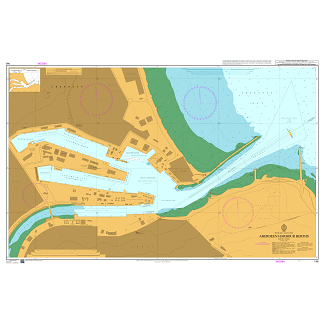 Product image of Admiralty Chart 146 | Aberdeen Harbour Berths, featuring navigational markings, depth soundings, and coastal features, essential for safe marine navigation. It could be displayed as an art piece or used for navigation on a boat or ship.