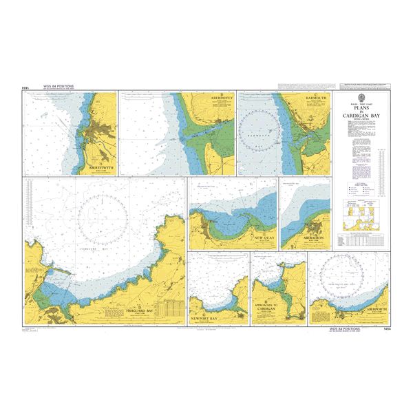 Product image of Admiralty Chart 1484 | Plans in Cardigan Bay, featuring navigational markings, depth soundings, and coastal features, essential for safe marine navigation. It could be displayed as an art piece or used for navigation on a boat or ship.