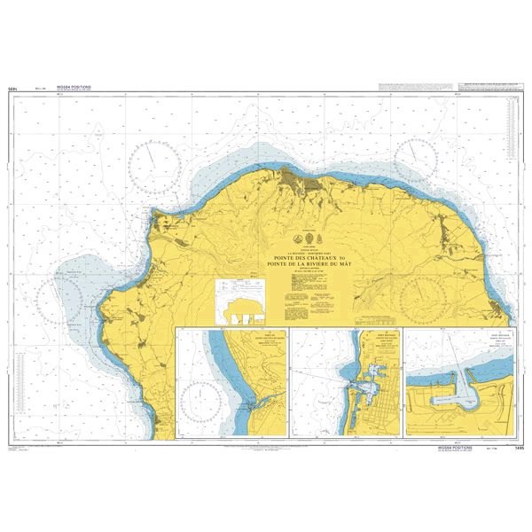 Product image of Admiralty Chart 1495 | Pointe des Chateaux to Pointe de la Riviere du Mat, featuring navigational markings, depth soundings, and coastal features, essential for safe marine navigation. It could be displayed as an art piece or used for navigation on a boat or ship.