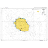 Product image of Admiralty Chart 1497 | La Reunion, featuring navigational markings, depth soundings, and coastal features, essential for safe marine navigation. It could be displayed as an art piece or used for navigation on a boat or ship.