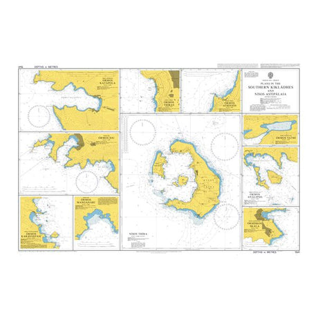 Product image of Admiralty Chart 1541 | Plans in the Southern Kyklades and Nisos Astypalaia, featuring navigational markings, depth soundings, and coastal features, essential for safe marine navigation. It could be displayed as an art piece or used for navigation on a boat or ship.