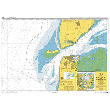 Product image of Admiralty Chart 1546 | Zeegat van Texel and Den Helder Roads, featuring navigational markings, depth soundings, and coastal features, essential for safe marine navigation. It could be displayed as an art piece or used for navigation on a boat or ship.